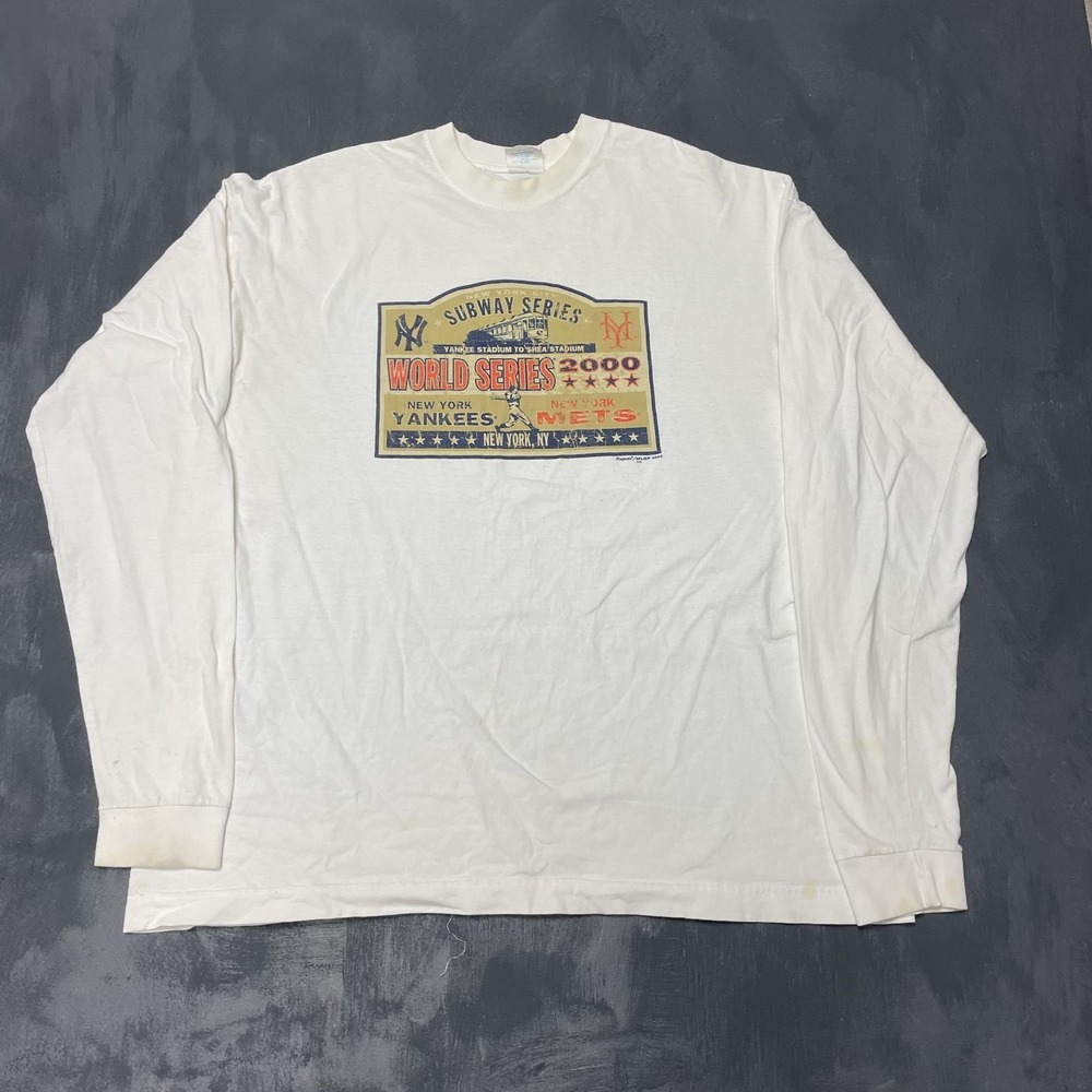 Vintage 2000 Subway Series World Series LS Shirt Mens XXL White Majestic